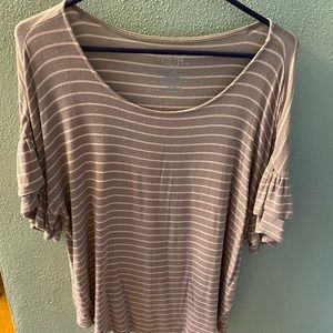 Gray and pink stripped top
